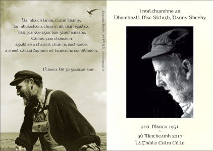 Dhnal Mac Síthigh -Danny Sheehy memorial card